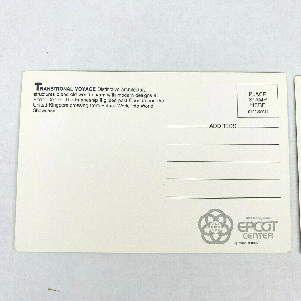 Set of 2 VTG 1982 Disney‎ Epcot Center Postcards